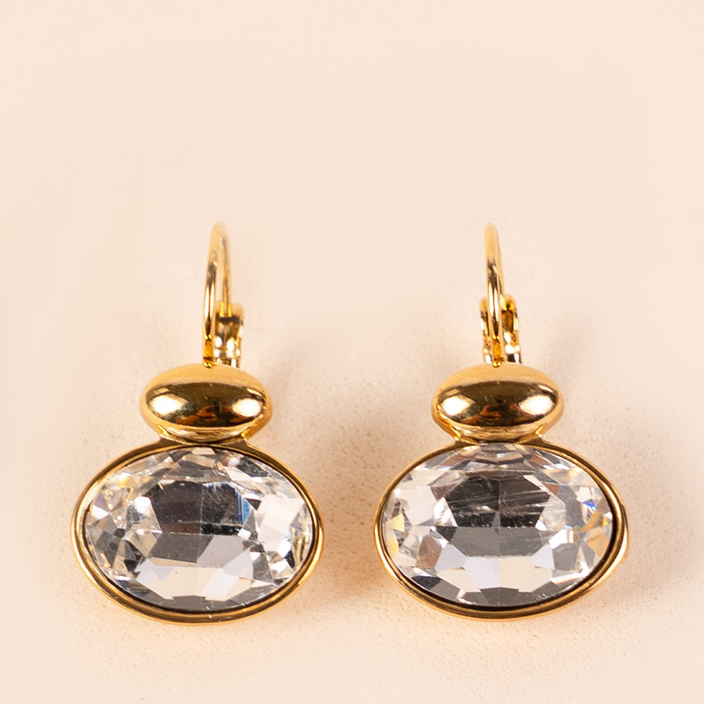 OVAL STONE DANGLING EARRINGS