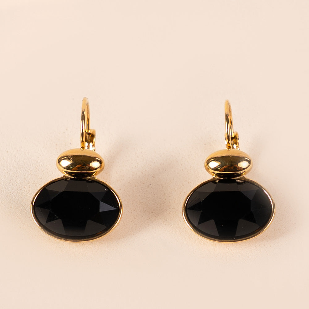 OVAL STONE DANGLING EARRINGS