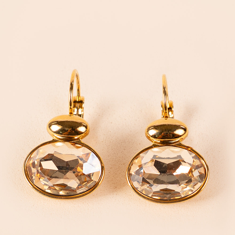 OVAL STONE DANGLING EARRINGS