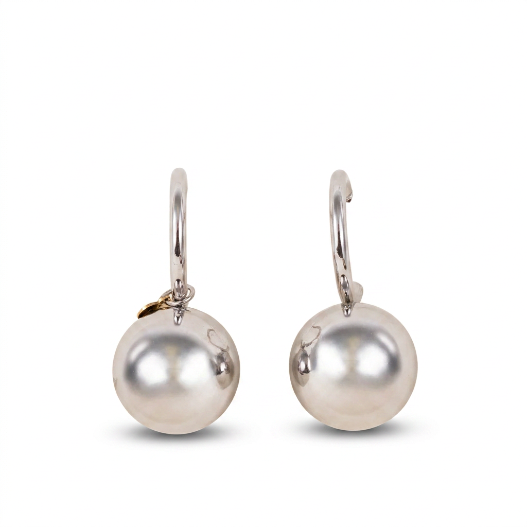 LARGE BALL HOOP DANGLING EARRINGS