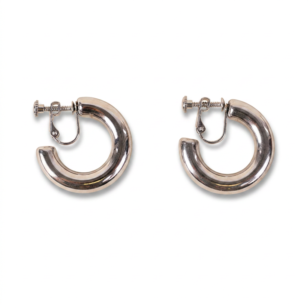 HOOP EARRINGS WITH ADJUSTABLE SCREW CLIP