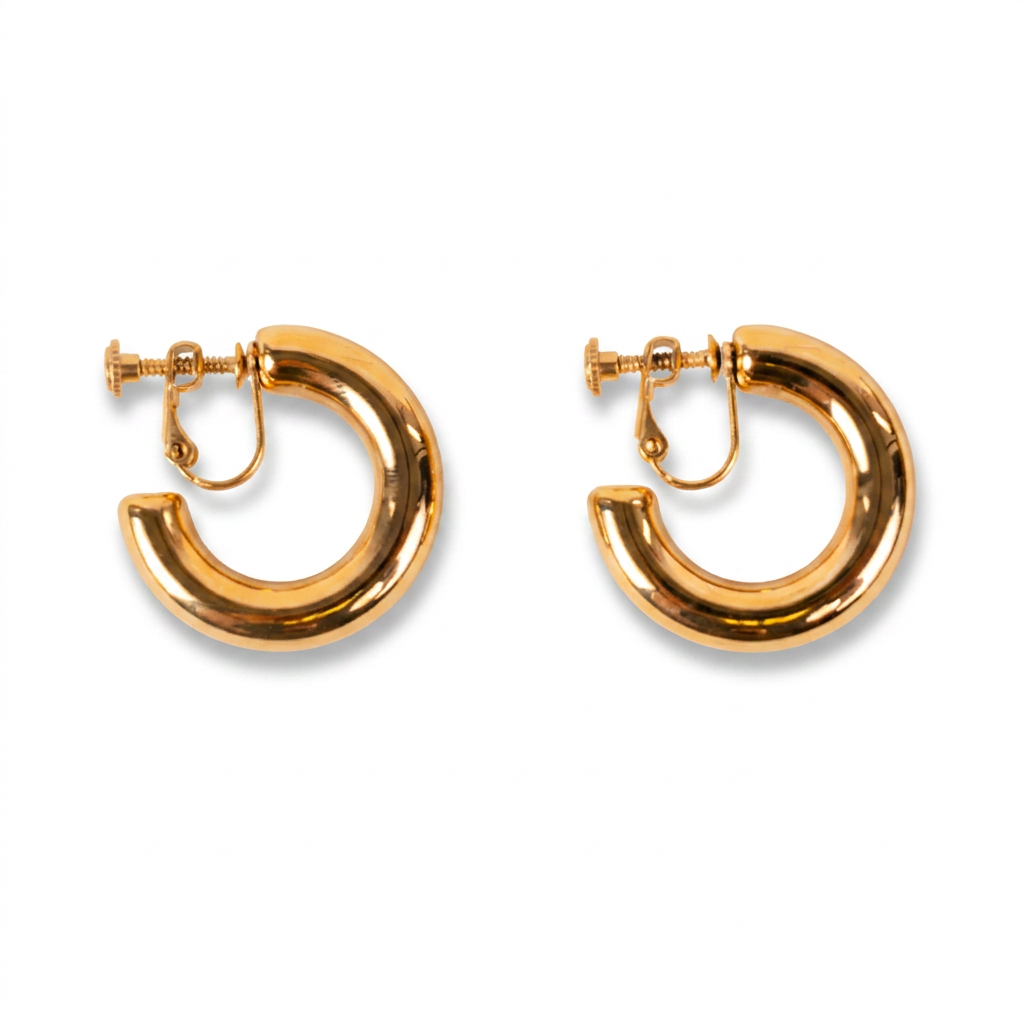HOOP EARRINGS WITH ADJUSTABLE SCREW CLIP