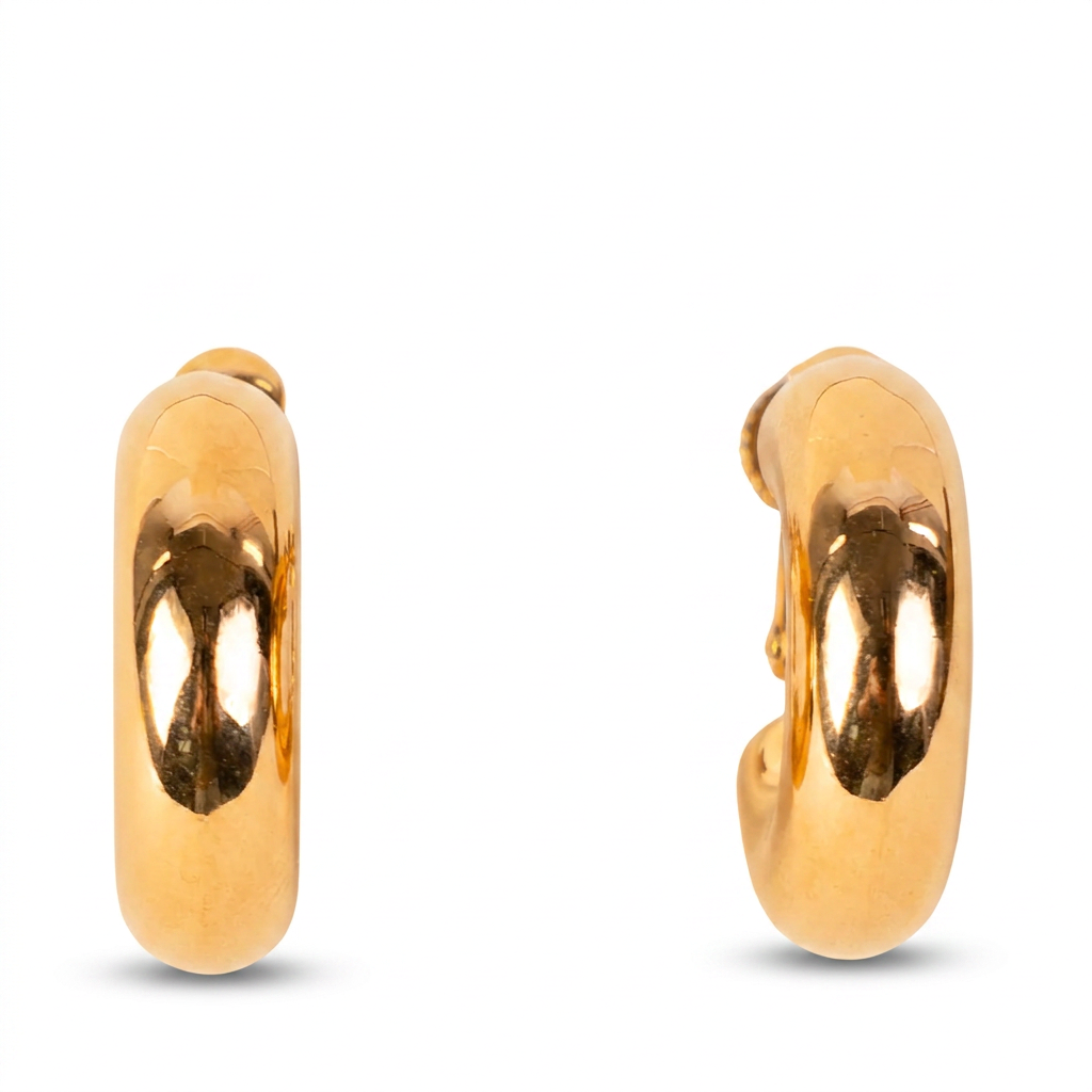 SMALL THICK HOOP EARRINGS WITH ADJUSTABLE CLIP