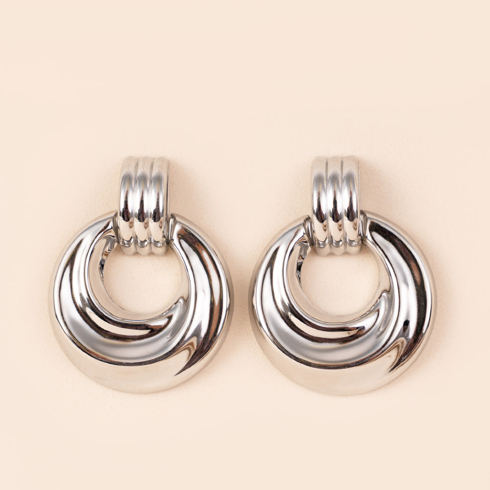 STRIPED DISC DANGLE EARRINGS