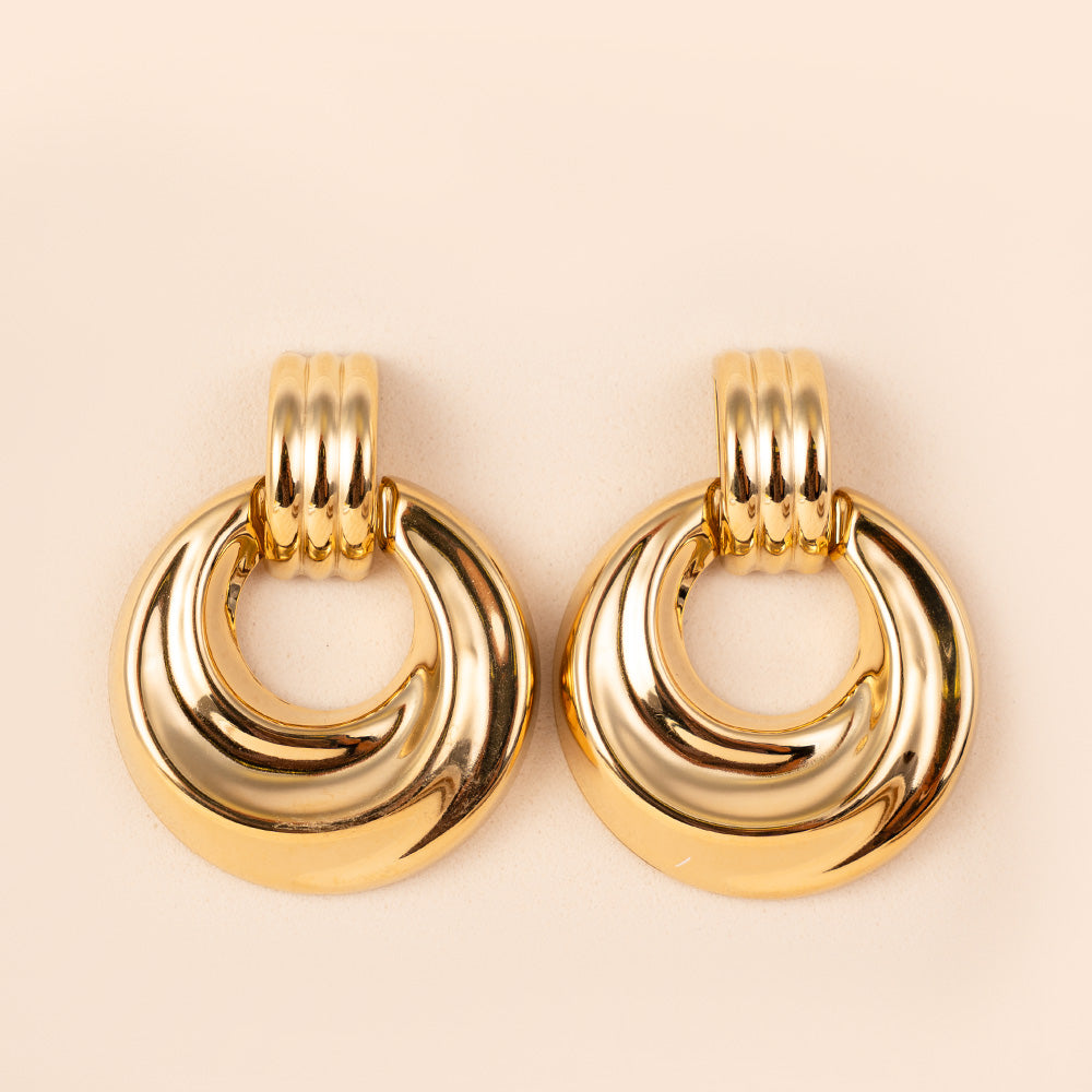 STRIPED DISC DANGLE EARRINGS