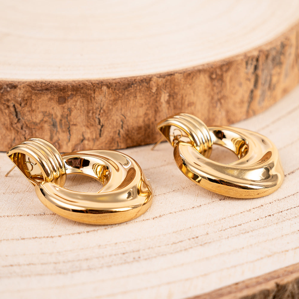 STRIPED DISC DANGLE EARRINGS