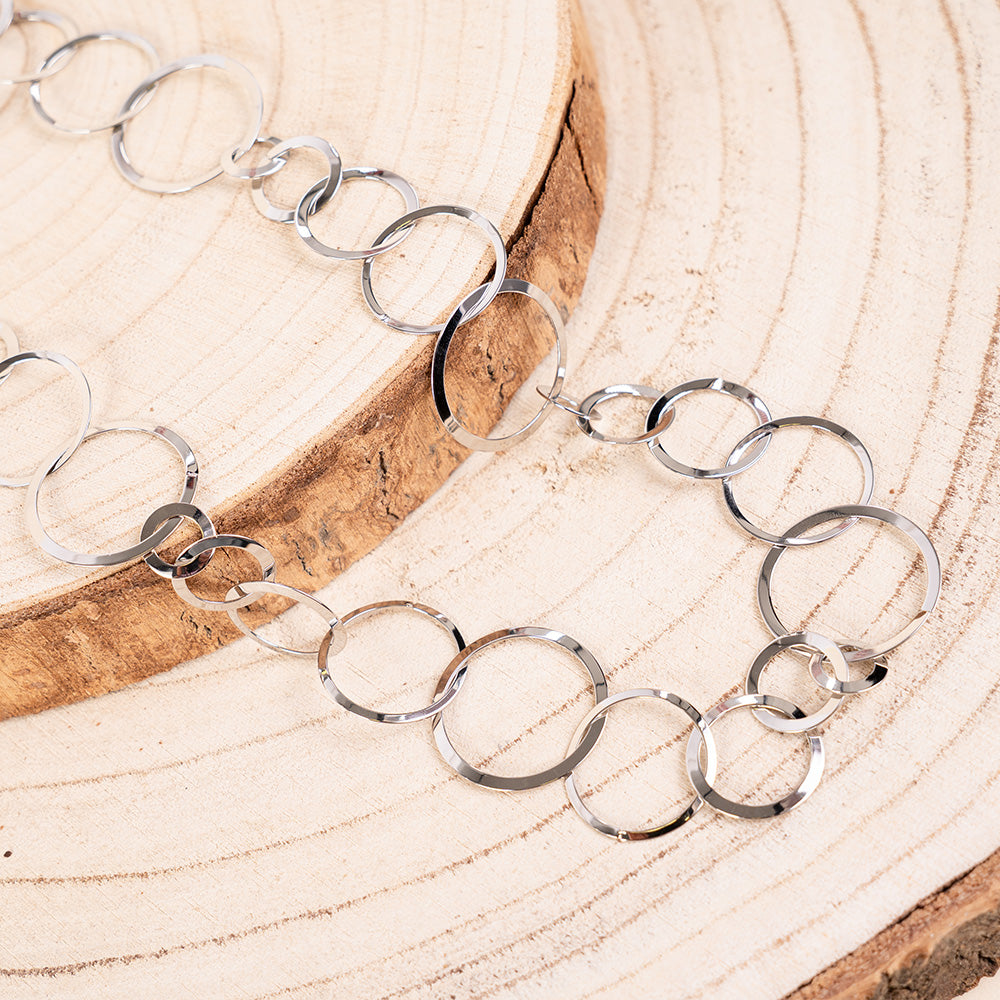 COLLANA LUNGA CON DISCHI DI DIVERSO DIAMETRO ALTERNATI
