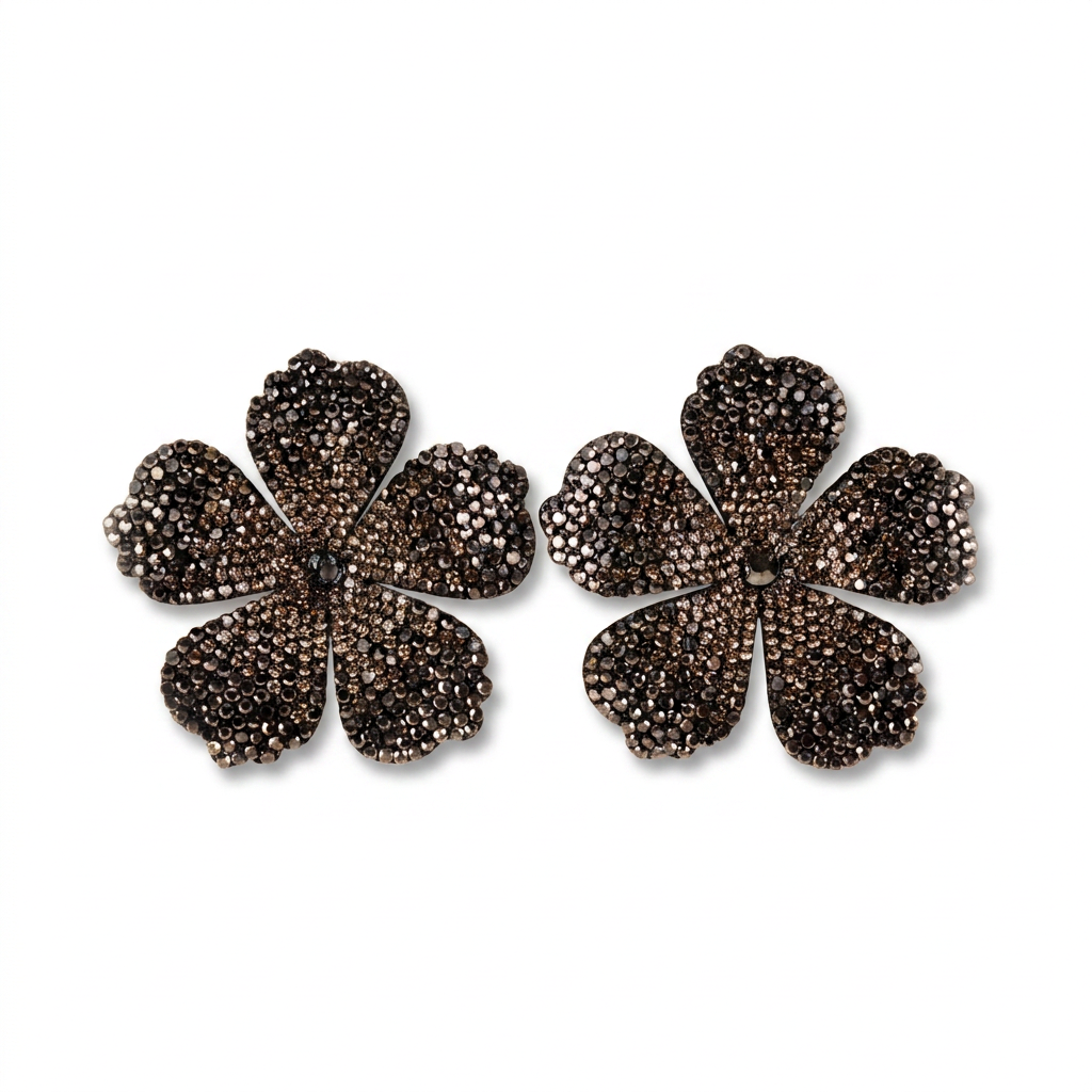 ORECCHINI A FIORE TROPICALE GRANDE CON STRASS