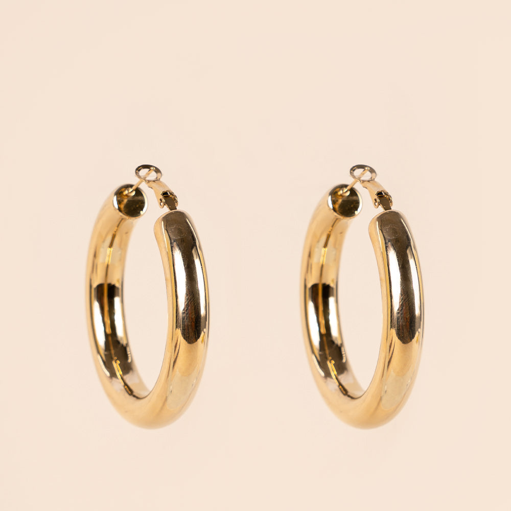 HOOP EARRINGS OF VARIOUS THICKNESSES AND DIAMETERS WITH SPRING CLASP