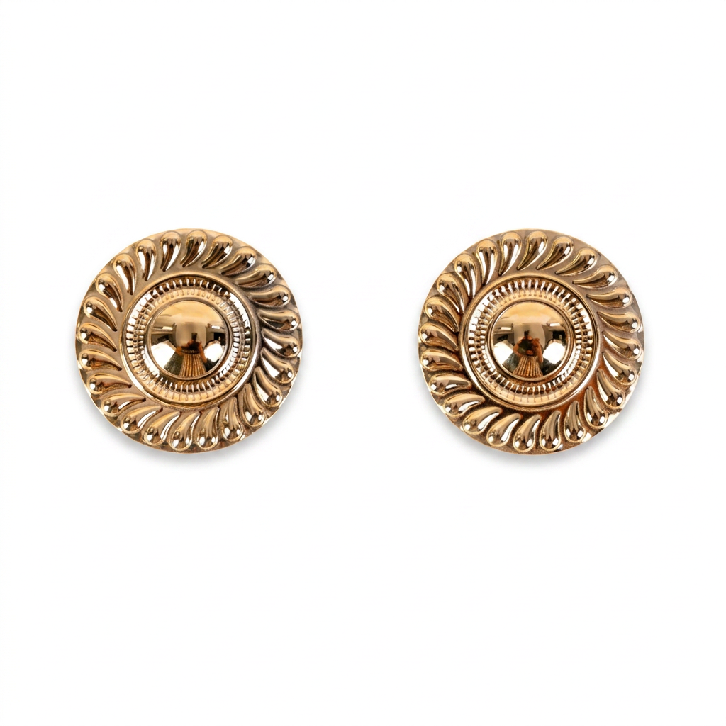 CARVED ROSETTE CLIP-ON EARRINGS