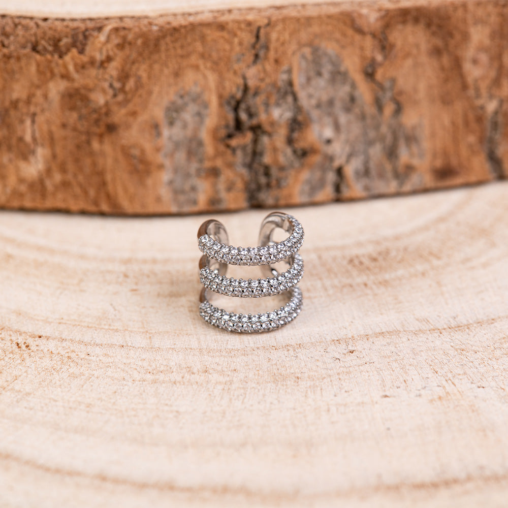 EARCUFF CON TRE FASCE DI STRASS