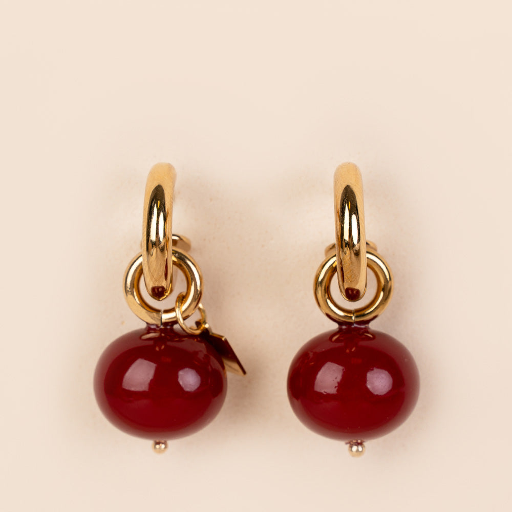 ORECCHINI CON CERCHIETTO E PERLA OVALE PENDENTE