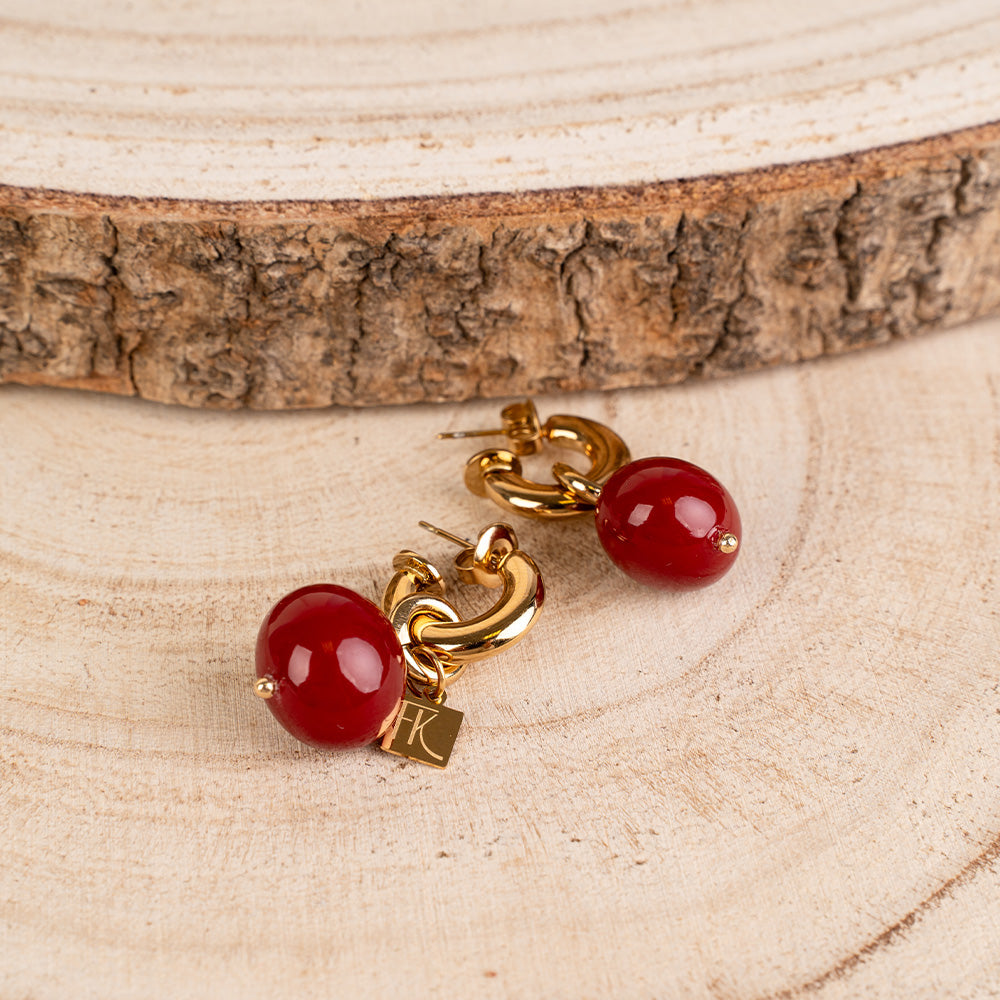 ORECCHINI CON CERCHIETTO E PERLA OVALE PENDENTE