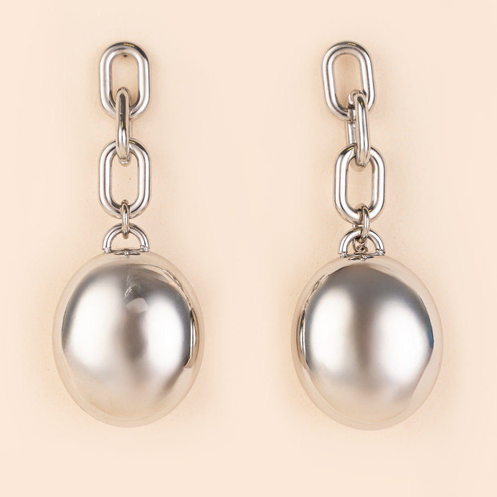 ORECCHINI CON CATENA E PENDENTE OVALE