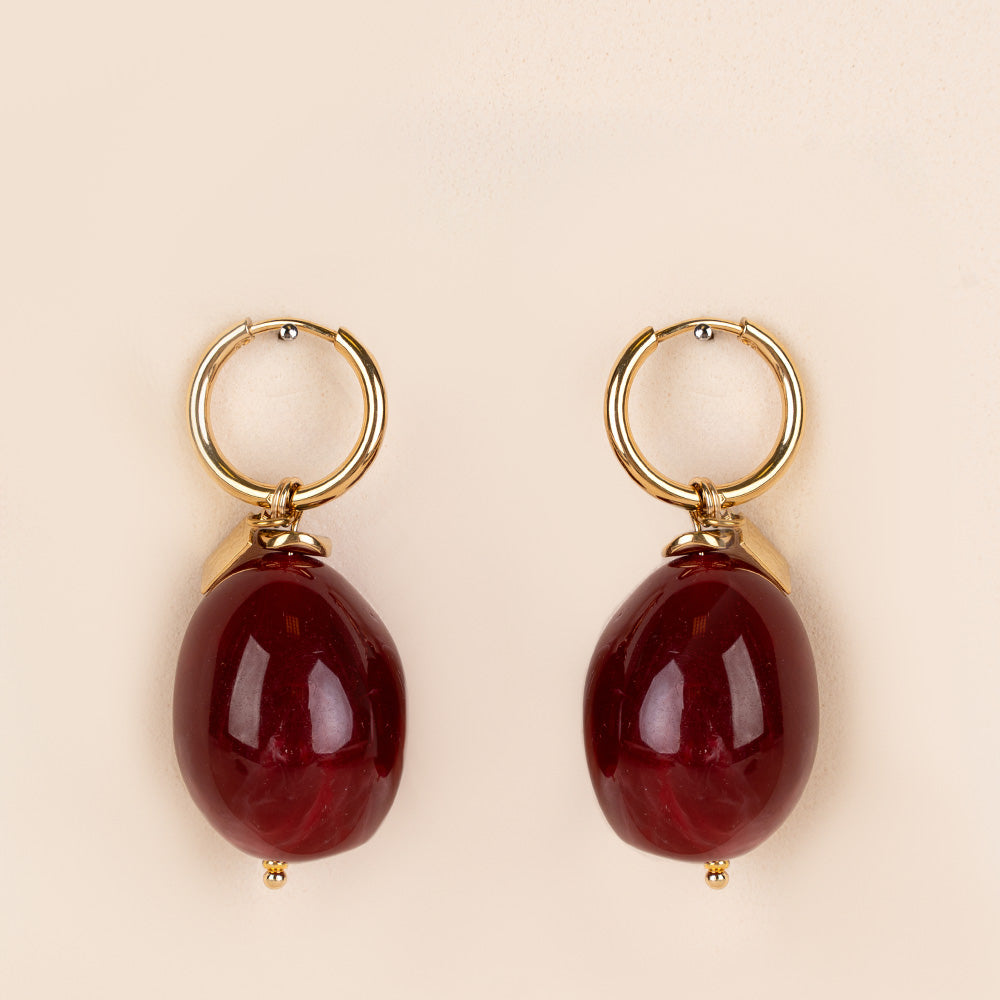 ORECCHINI PENDENTI CON CERCHIO FINO E PIETRE COLORATE