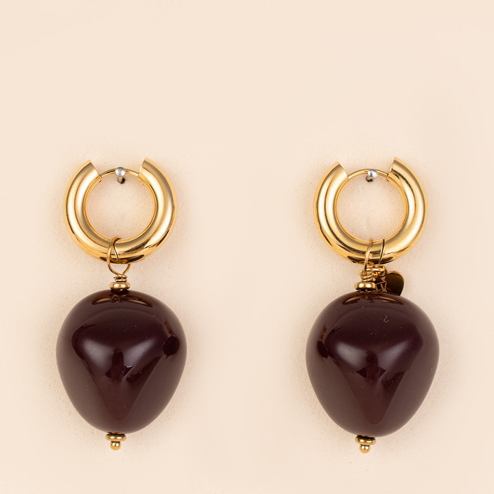 ORECCHINI PENDENTI CON CERCHIO SPESSO E PIETRE COLORATE