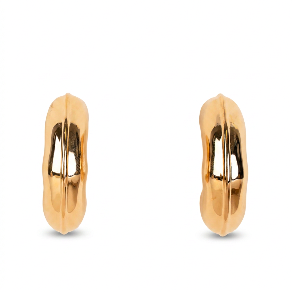 ORECCHINI A SEMICERCHIO SPESSO CON SUPERFICIE MARTELLATA