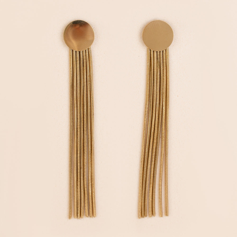 ORECCHINI PENDENTI CON PIASTRA E PENDENTI A FILO