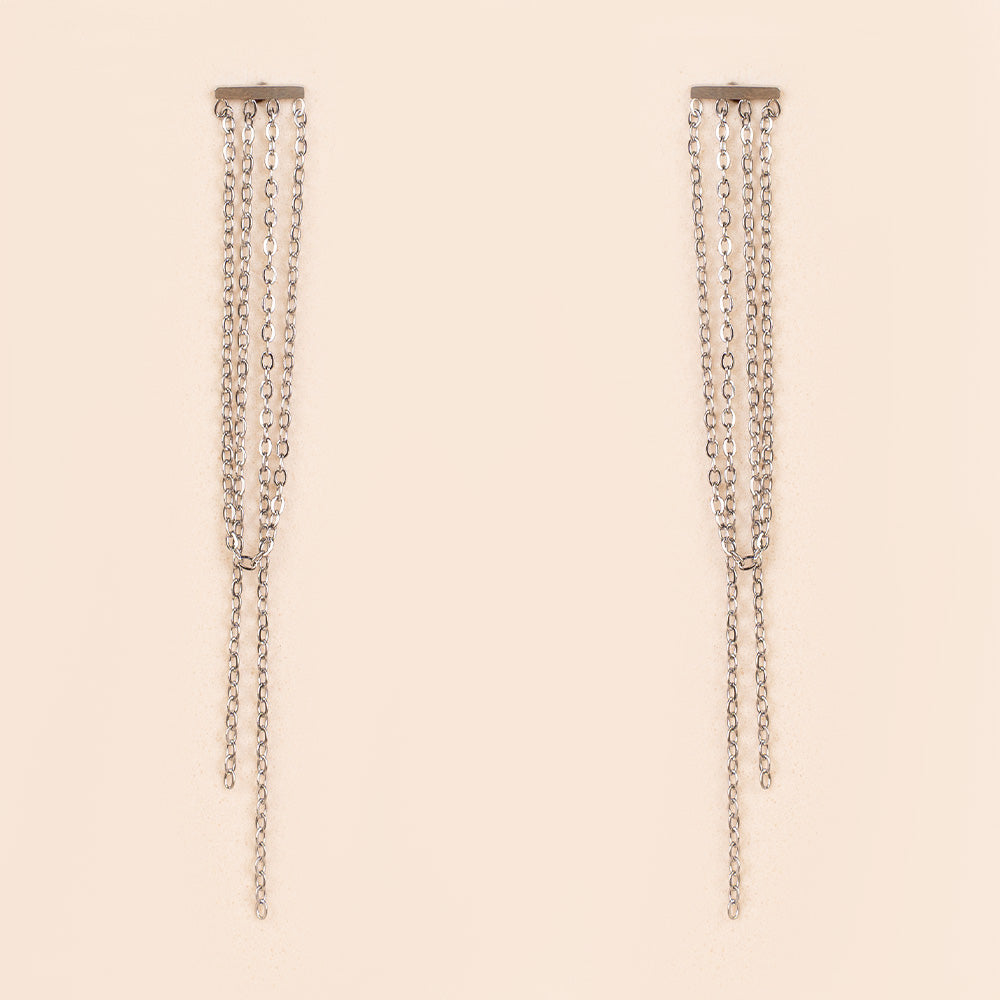 ORECCHINI PENDENTI CON TRE CATENE FINE