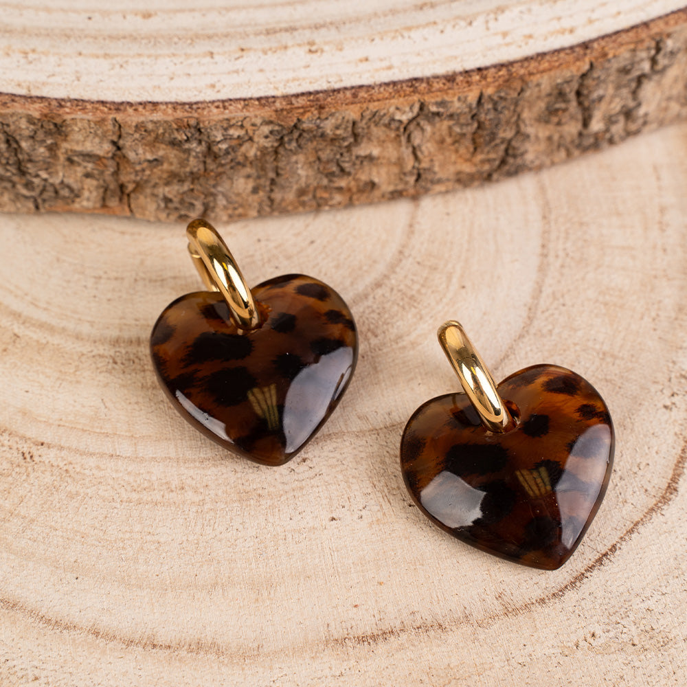 ORECCHINI PENDENTI CON CUORE MACULATO