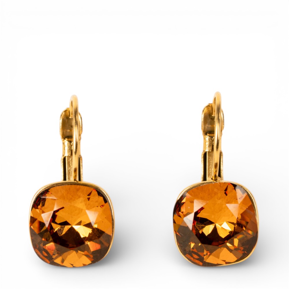 ORECCHINI CON PIETRA SFACCETTATA QUADRATA