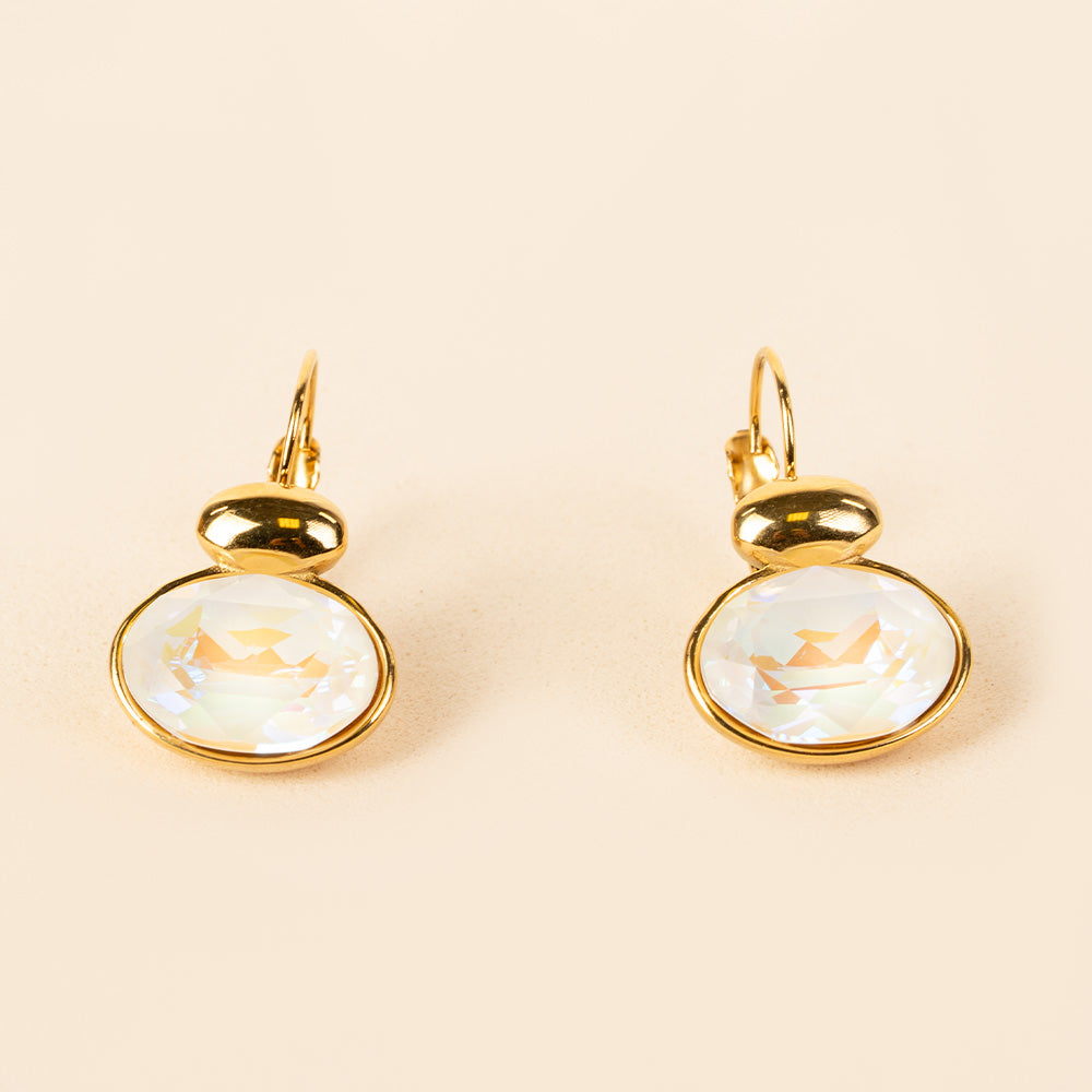 ORECCHINI CON PIETRA SFACCETTATA OVALE ORIZZONTALE