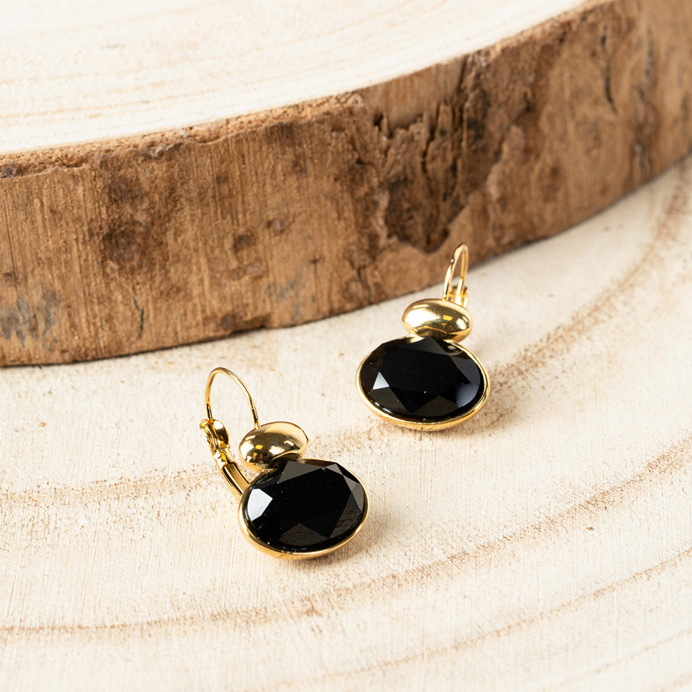 ORECCHINI CON PIETRA SFACCETTATA OVALE ORIZZONTALE