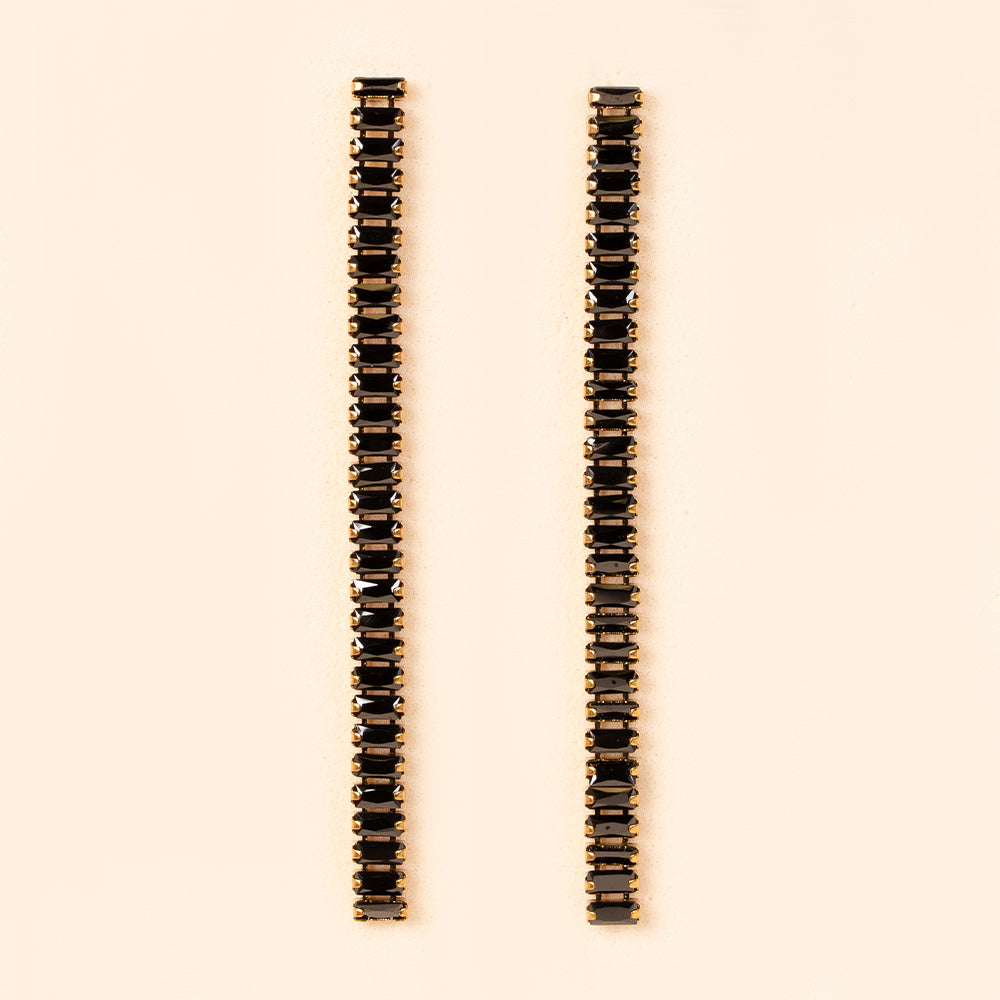 ORECCHINI PENDENTI CON LUNGA FILA DI STRASS