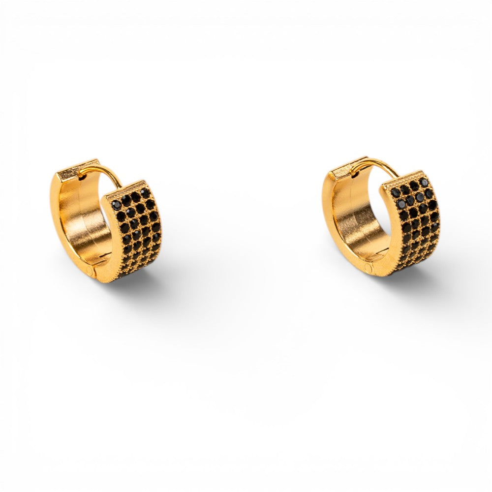 ORECCHINI PENDENTI A CERCHIO CON 4 FILE DI STRASS