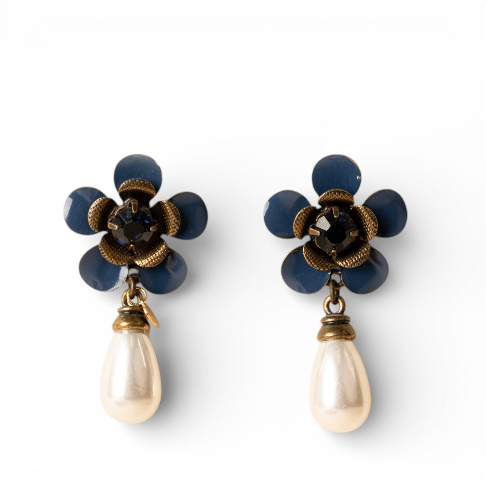 ORECCHINI PENDENTI CON PIETRE E PERLA