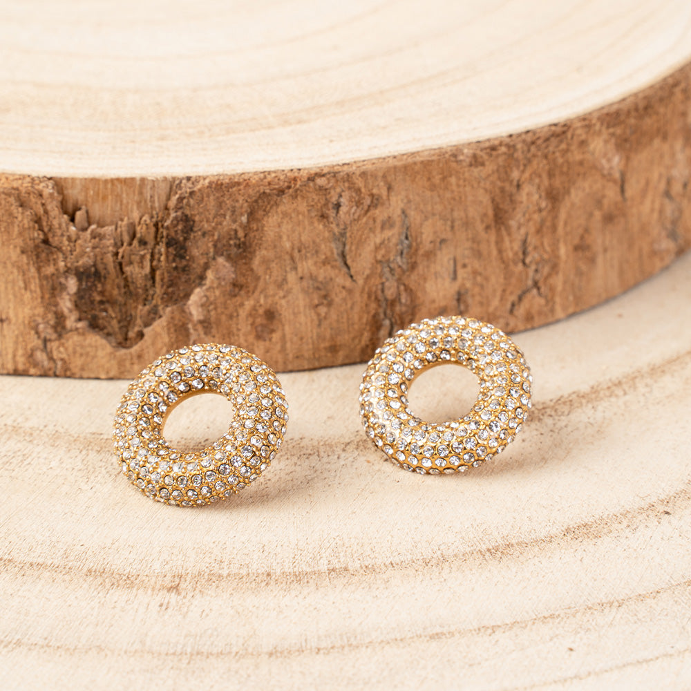 ORECCHINI A LOBO ROTONDI CON STRASS