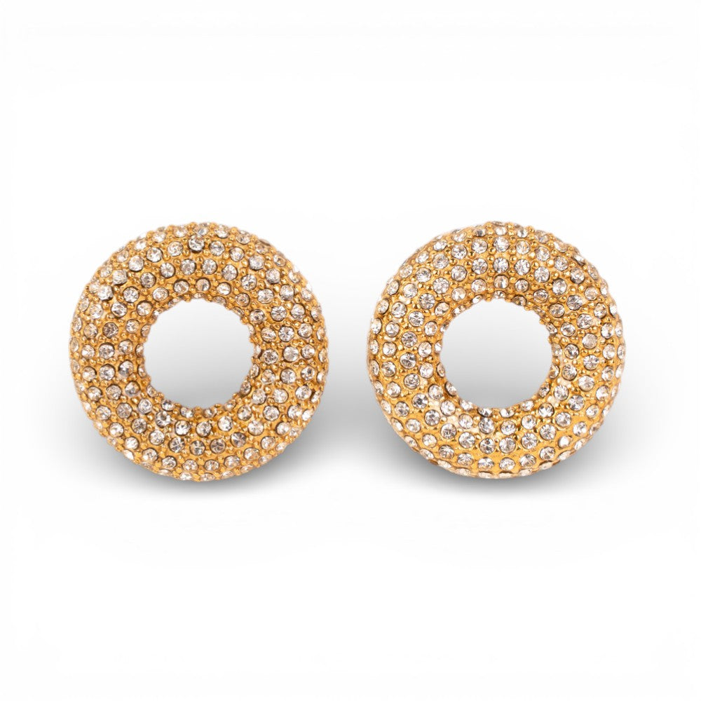 ORECCHINI A LOBO ROTONDI CON STRASS