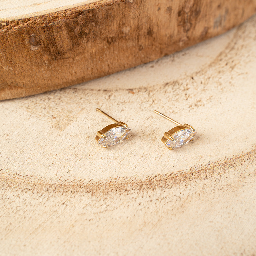 ORECCHINI A LOBO CON STRASS A CHICCO DI RISO