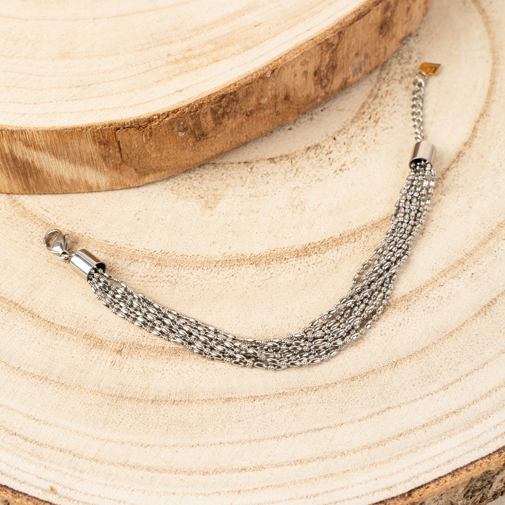 BRACCIALE MULTIFILO A PERLINE OVALI