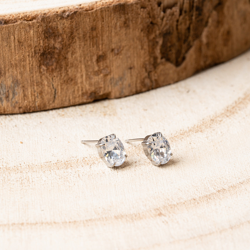 ORECCHINI A LOBO CON STRASS OVALE