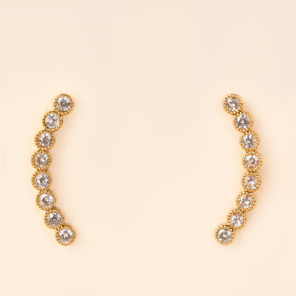 ORECCHINI A LOBO DALLA FORMA CURVA CON STRASS