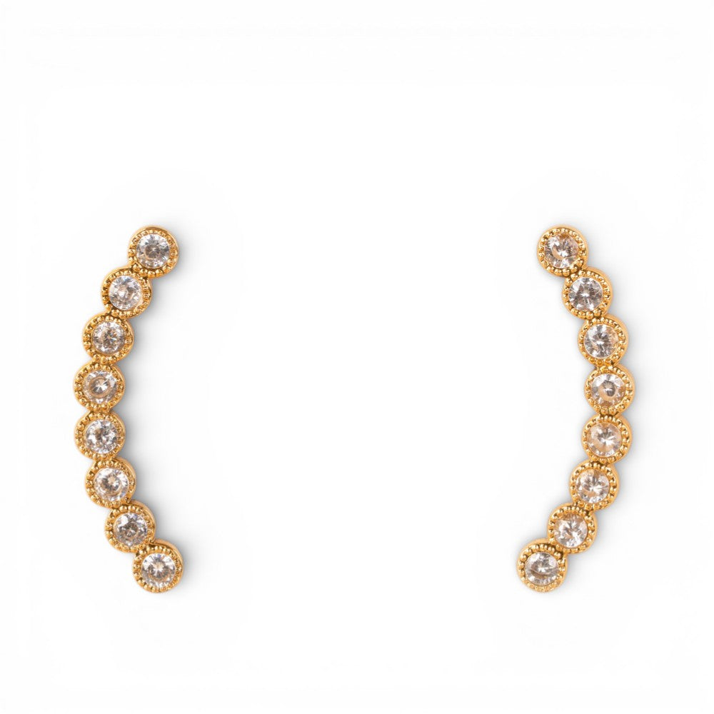 ORECCHINI A LOBO DALLA FORMA CURVA CON STRASS