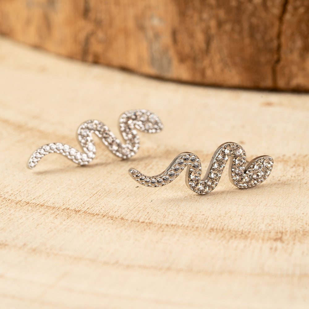 ORECCHINI PENDENTI A SERPENTE CON STRASS