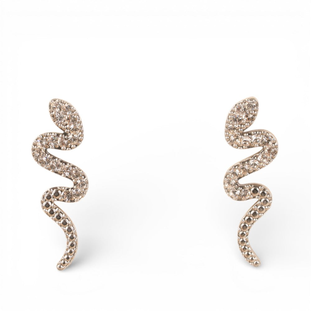 ORECCHINI PENDENTI A SERPENTE CON STRASS