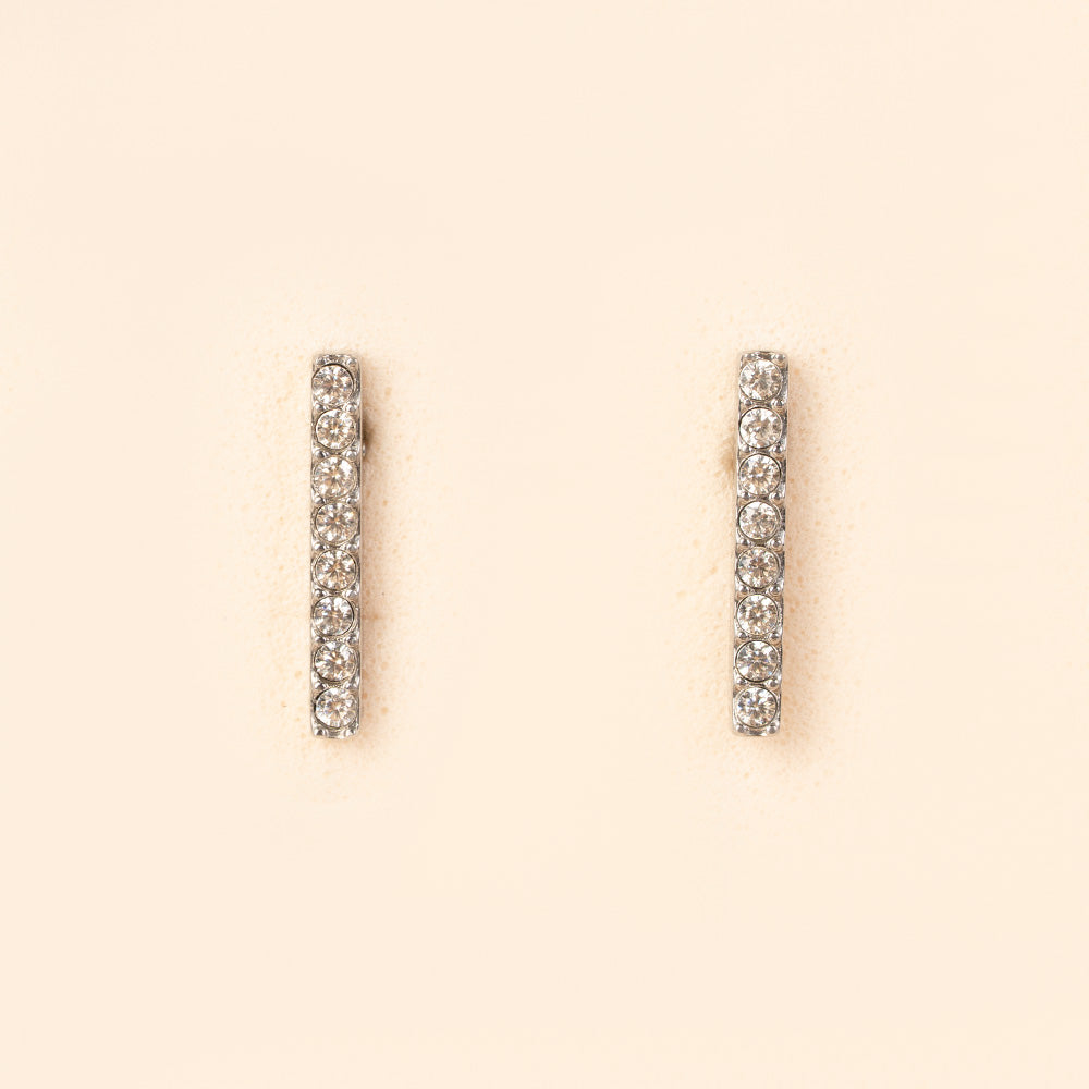 ORECCHINI A LOBO A BARRA CORTA CON STRASS