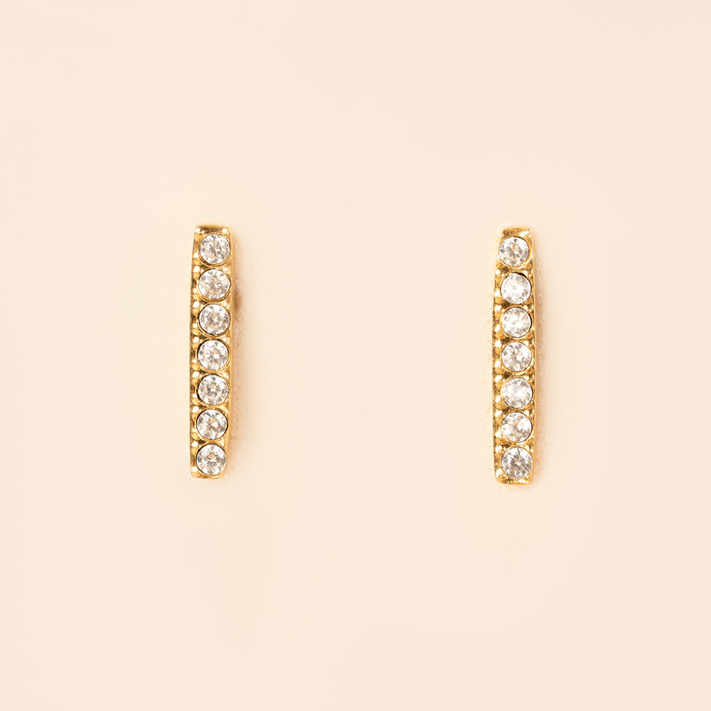 ORECCHINI A LOBO A BARRA CORTA CON STRASS