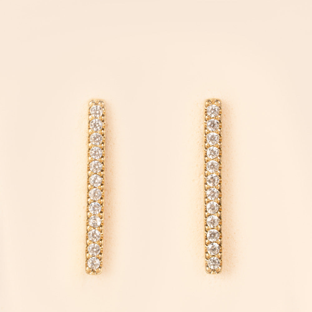 ORECCHINI A LOBO A BARRA LUNGA CON STRASS