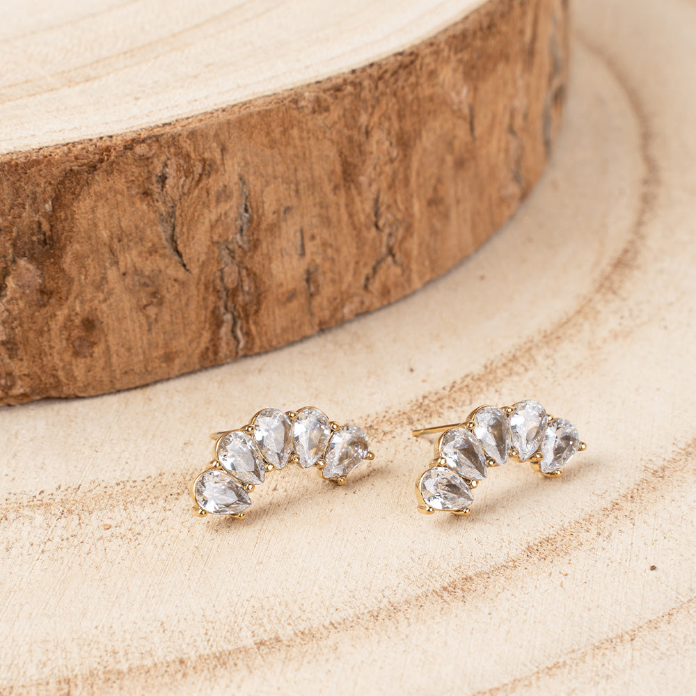 ORECCHINI A LOBO CURVATI CON STRASS