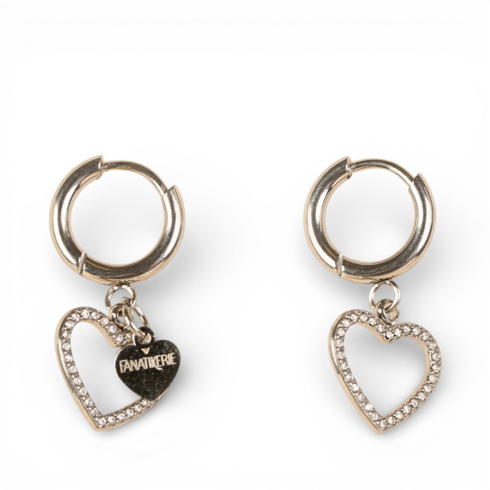 ORECCHINI PENDENTI A CERCHIETTO CON CUORE E STRASS