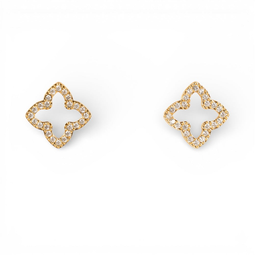 ORECCHINI A LOBO A FIORE CON STRASS