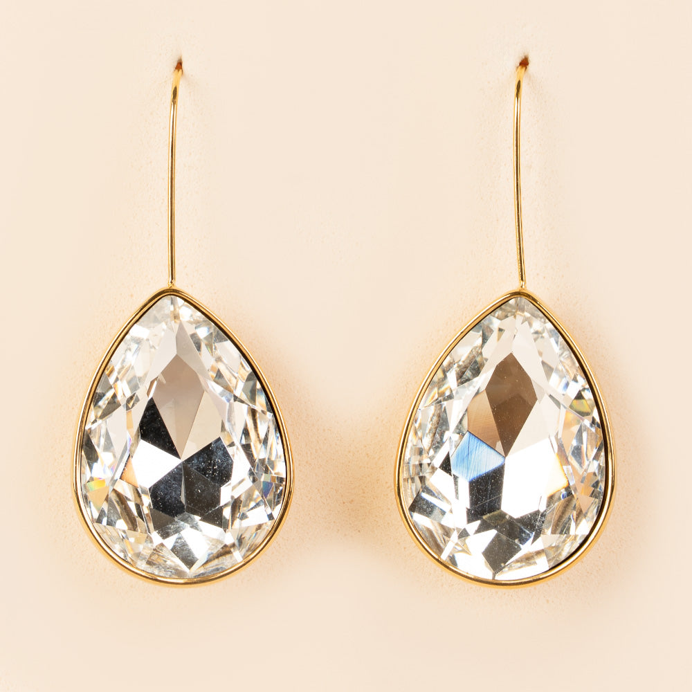 ORECCHINI PENDENTI CON STRASS OVALE