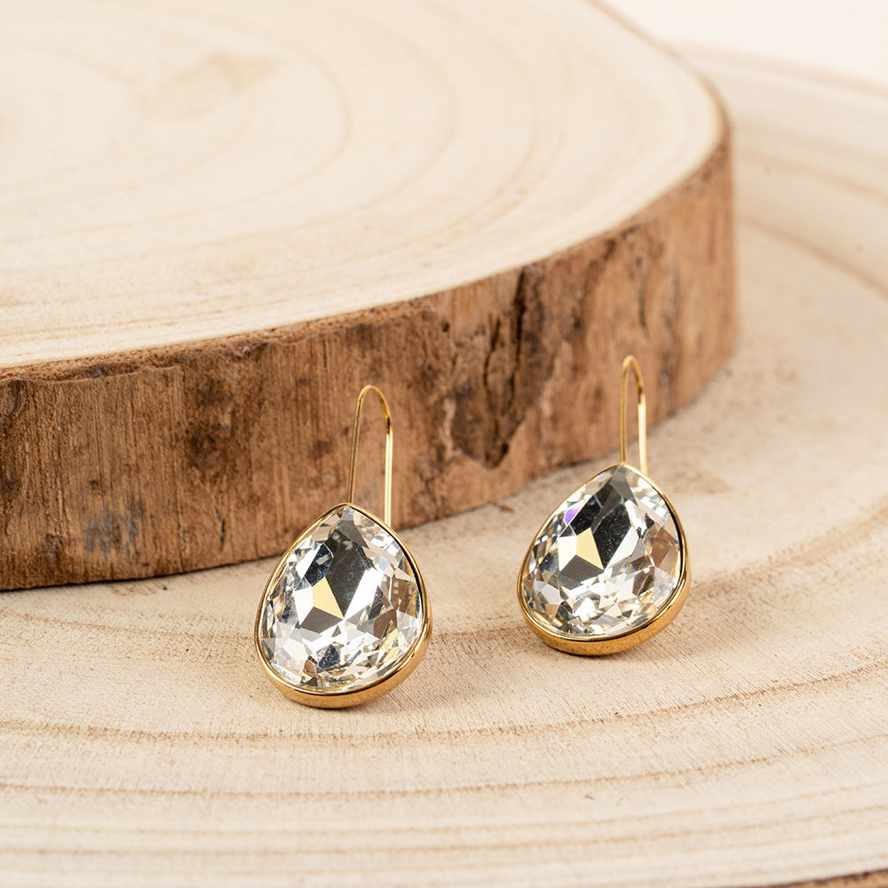 ORECCHINI PENDENTI CON STRASS OVALE