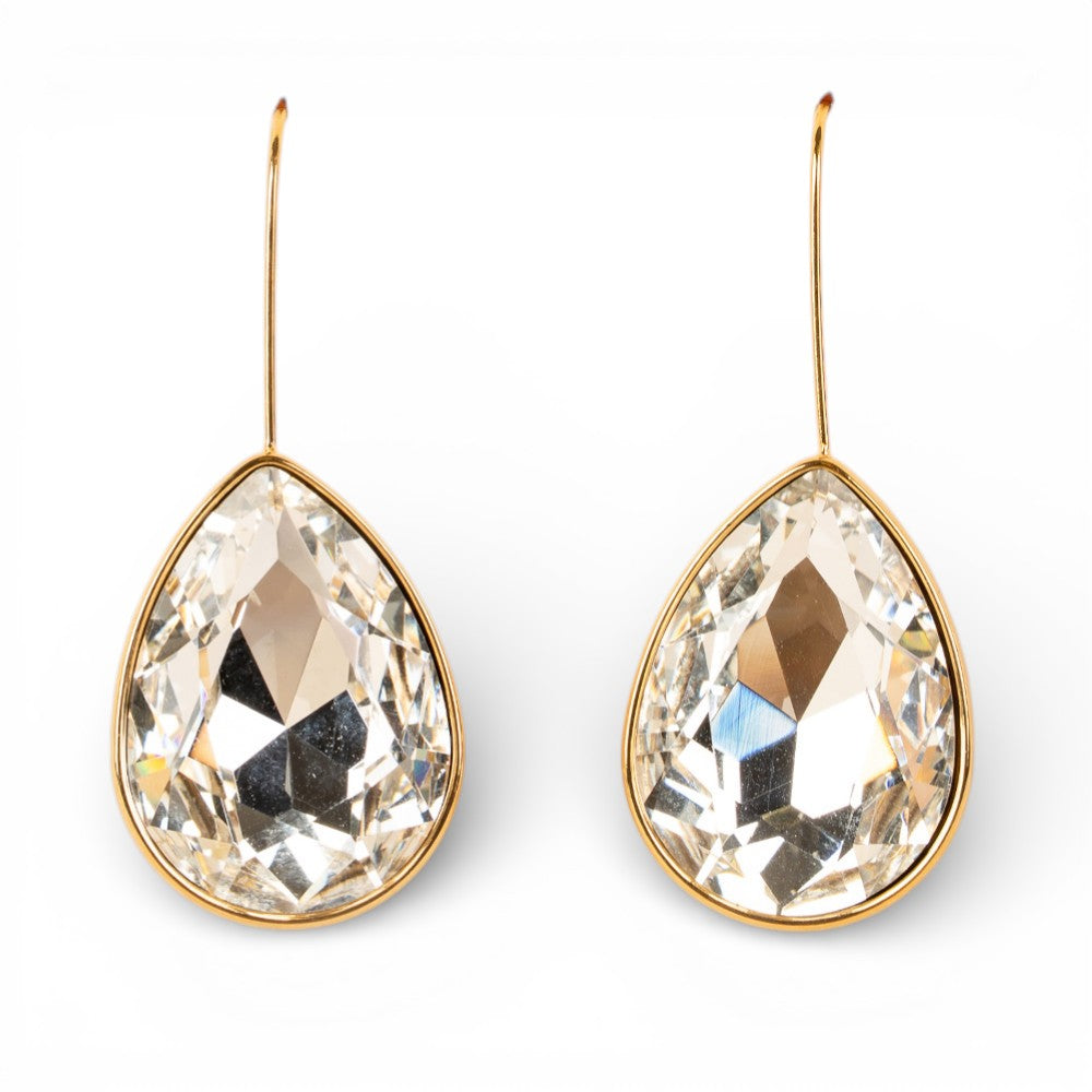 ORECCHINI PENDENTI CON STRASS OVALE