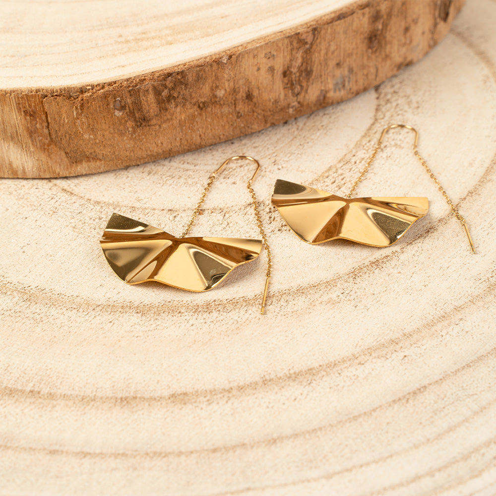 ORECCHINI PENDENTI A MEZZOFIORE CON CATENA SOTTILE