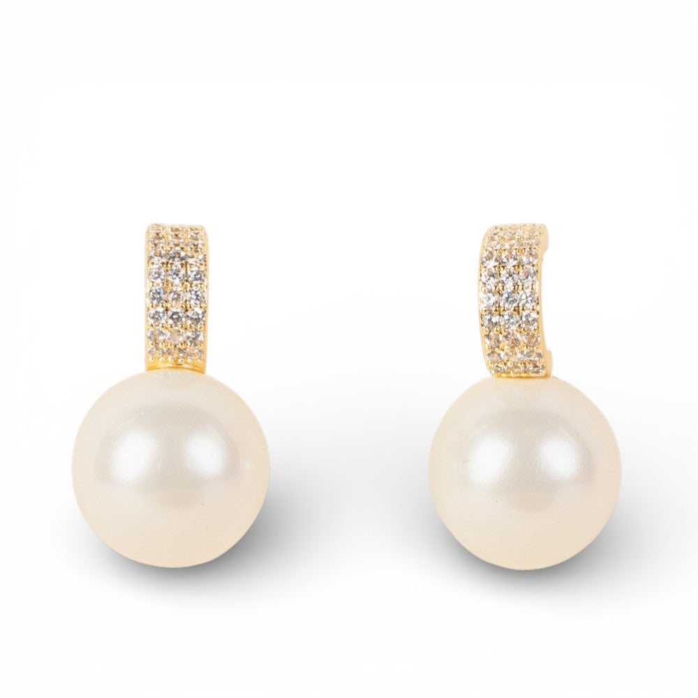 ORECCHINI PENDENTI CON PERLA SU SEMICERCHIO